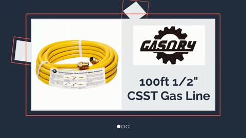 100ft 1/2" CSST Gas Line, Corrugated Stainless Steel Tubing, Propane Hose Conversion Kit, Flexible Natural Gas Hose with 2 Male Fittings
