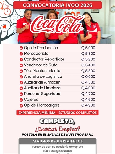 Nuevas Convocatorias de Empleo en Coca-Cola Guatemala