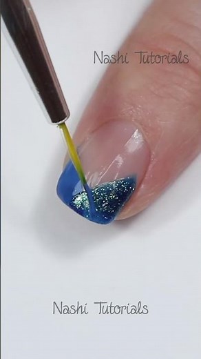 Easy Blue Chevron French Tip Nail Art Tutorial #shorts