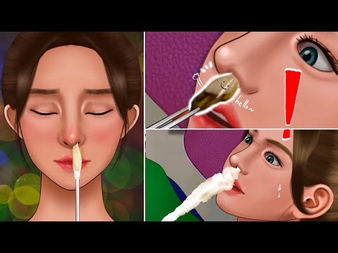 ASMR Big Snot Removal Animation‼️, Rhinitis Treatment, Cleaning Waste in the Nostril, Nose Piercing
