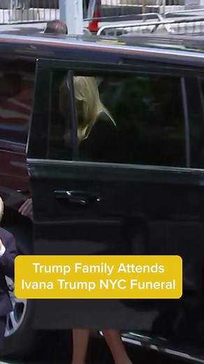 Donald Trump's children, their spouses and children stood in line and somberly waited for white-gloved pallbearers to carry Ivana Trump's casket into St. Vincent on Wednesday. The former president himself arrived 10 minutes later. #nyc #nbc4ny