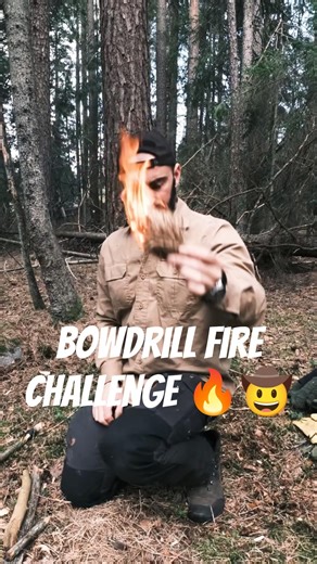 Making Fire With ONLY My Knife | Bow Drill Survival Challenge #survival #bowdrill #challenge