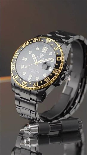 OLEVS Men’s Luxury Two-Tone GMT Designer Watch #watchcollector