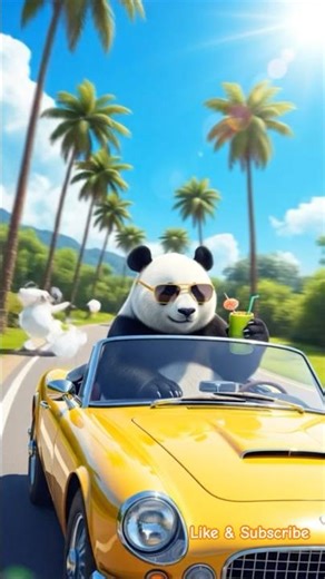Panda Driving a Car 🚘 #Pandadrivingcar #funnyanimal #aivideo