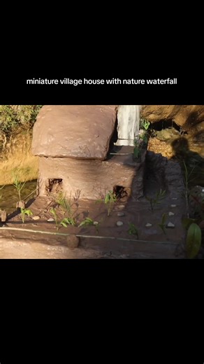 Miniature Village House with Nature Waterfall