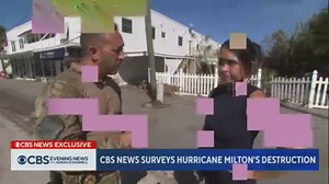The barrier island of Boca Grande was hit by a 5-foot storm surge from Hurricane Milton, leaving homes surrounded by water and cutting off access to the island’s only bridge. Nicole Valdes reports from above, surveying the damage in a helicopter with officials. | CBS Evening News