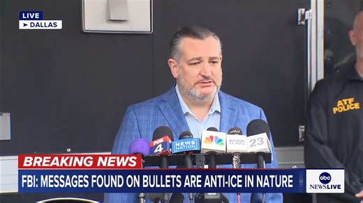 "Politically motivated violence is wrong." Texas Senator Ted Cruz speaks at a press conference after a shooting at the Dallas ICE field office. https://abcnews.visitlink.me/KplnvK | ABC News