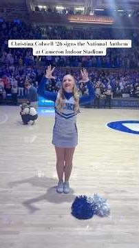 Christina Colwell '26, #Duke cheerleader and chemistry major, signs the National Anthem 💙🏀 #ASL