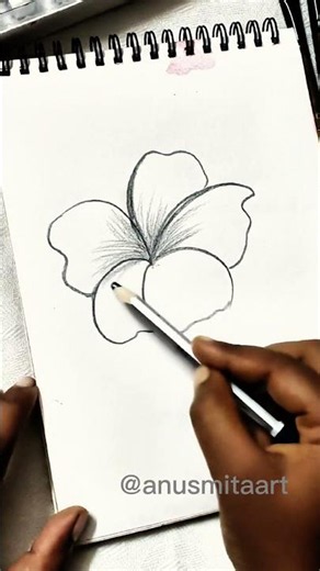 Simple Flower drawing tutorial / Hibiscus flower drawing #flower #shorts
