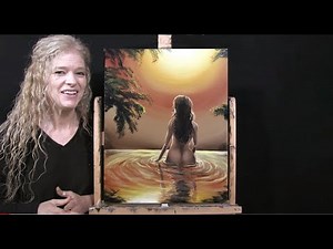 Learn How to Draw and Paint "SUNSET SKINNY DIP" with Acrylic -Paint and Sip at Home -Fun Art Lesson