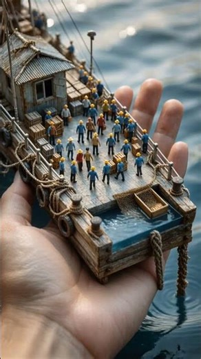 Tiny dock crew, big work on open water. #MiniWorld #Diorama #TinyLife