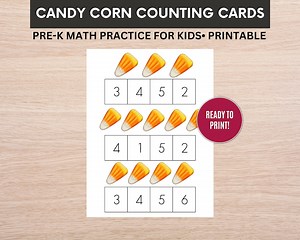 Candy Corn Counting Cards for Kids | Preschool and Kindergarten Counting Exercise | Fall Math Activity | Free Fall Coloring Pages Included - Etsy