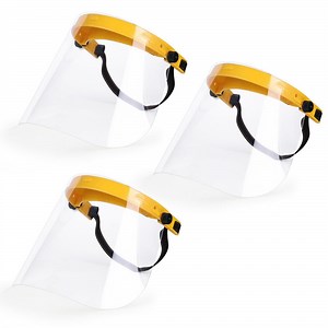 BISON LIFE Yellow Reusable Facial Protection Clear Face Shield (3-Pack) BLSH-ES-SFS-3