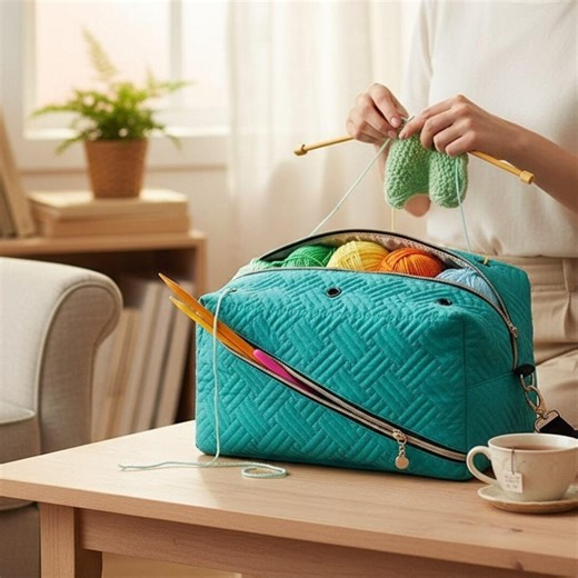 Yarn Storage Bag Organizer With Grommets, Crochet Knitting Tote, Wool Holder Travel Bag, Multi‑compartment Craft Organizer - Etsy