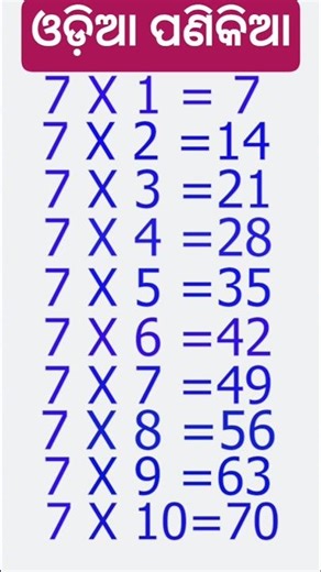 ୭କ ଓଡ଼ିଆ ପଣିକିଆ | Learn multiples of 7 | Easy & Quick multiply of 7 | #shorts ,#youtubeshorts