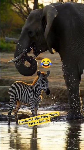 Hero Elephant Helps Baby Zebra Take a Bath 😍 | Heartwarming Wildlife Moment | Real Animal Friendship