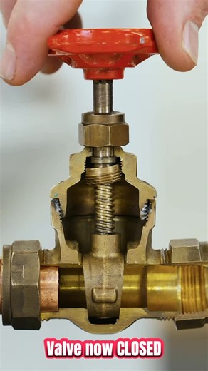 Pipe and Skill on Instagram: "Inside a Gate Valve 🔧👀 Cutaway demo showing exactly how the gate moves as you open, close, and open the valve again. Perfect little visual for anyone learning plumbing or just curious how these valves actually work. ⸻ #Plumbing #GateValve #Pipework"