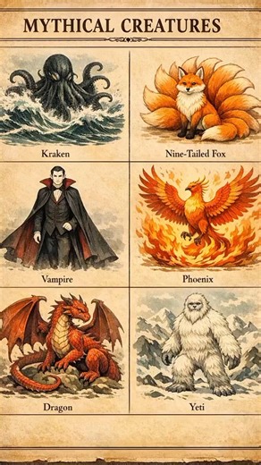Mythical Creatures Explained Like a Vintage Museum Poster 🐉✨#shorts