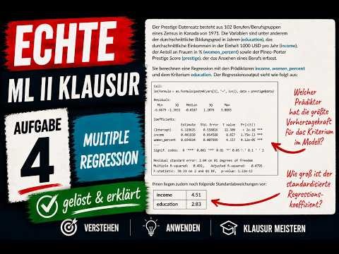 Echte Methodenlehre-II-Klausur gelöst | Aufgabe 4: Multiple Regression