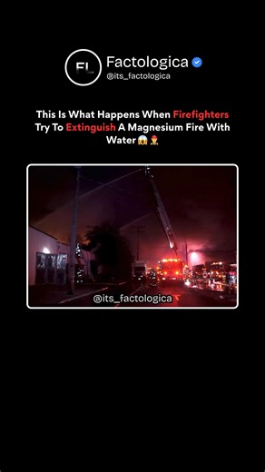 Factologica | Water MAKES Magnesium Fire EXPLODE! 🚀⚛️ Magnesium burns at 2,200°F+—water doesn't extinguish, it FEEDS the fire! Flame rips oxygen from... | Instagram
