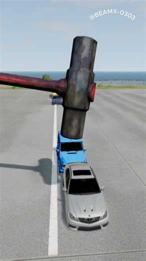 GIANT Hammer vs Cars 😱 Mercedes G-Class & Bus Crash Test! | BeamNG Drive