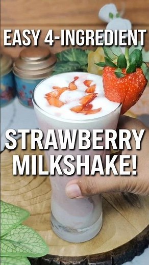 Easy 4 Ingredients Strawberry Milkshake | How to Make Strawberry Milkshake At home | Smoothie |