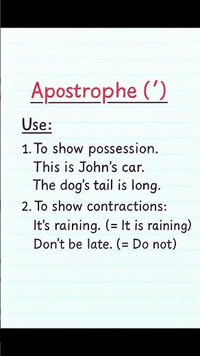 Apostrophe (’) in English Grammar | Possession & Contractions