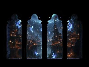 🐉 Fantasy City 4K Window Projector Scene”✨ Crystal Kingdom at Night | Window