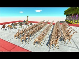 ALL DINOSAURS RACE TO CHASE 100 GIRAFFE - Animal Revolt Battle Simulator