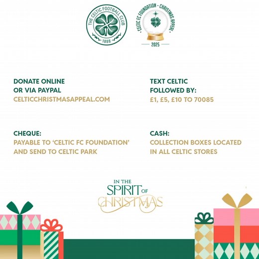170K views · 3.3K reactions |  Celtic FC Foundation are delighted to launch their 2025 Christmas Appeal with the incredible support of Celtic legend, Paul McStay! ✨ We’re inviting the Celtic family to once again share the Spirit of Christmas with those who need it most  More info here https://www.celticfc.com/news/2025/november/05/celtic-fc-foundation-launch-2025-christmas-appeal/ #ChristmasAppeal2025 | Celtic FC | Facebook