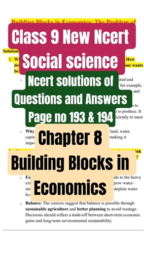Class 9 NCERT Social Science Chapter 8 | Building Blocks in Economics | Page 193 & 194 Solutions