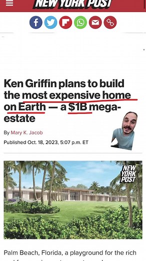 Ken Griffin is in the process of building the most expensive home in the world. #realestatenews #luxuryrealestate #megamansion #palmbeach #palmbeachrealestate #kengriffin