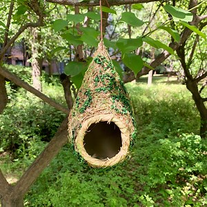 Handmade Cottage Bird House: Straw Woven Hanging Nest - Etsy