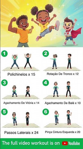 FIQUE FORTE! Treino Corpo Todo para Crianças: 20 Min de Força