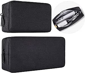 imComor Universal Electronics Accessories Case, 2-Pack Portable Soft Carrying Case Bag Wire Cable Organizer for Hard Drive, Power Adapter, Laptop Mouse, Cosmetics Kit, Small+Big-Black