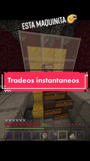 Tradeos instantaneos con piglins en minecraft bedrock #minecraftbedrock #minecraft #piglin #tradeo #oro #obsidiana #inframundo #nether