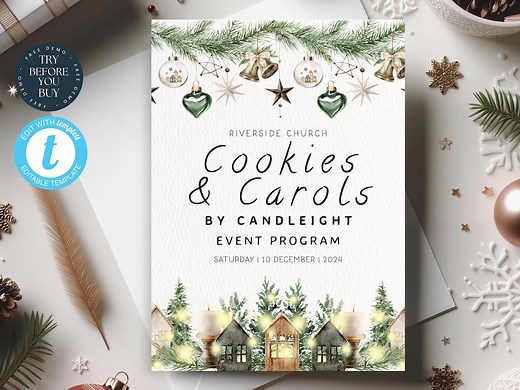 Christmas Carols Booklet | Church Service Program | Christmas Church Event Order of Service | Printable Template | 280 - Etsy