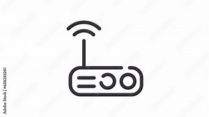 Router, Internet of Things animated icon on transparent background.