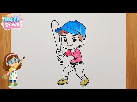 How to Draw a Cute Baseball Player ⚾ Easy Step by Step for Kids
