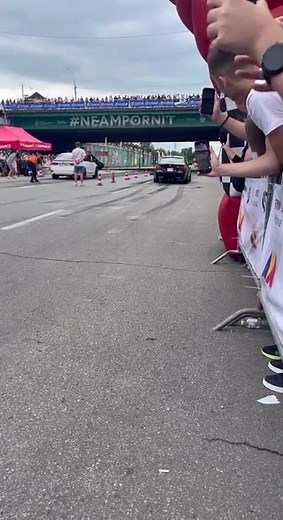 Drag racing car flips after crashing into wall in Chișinău, Moldova