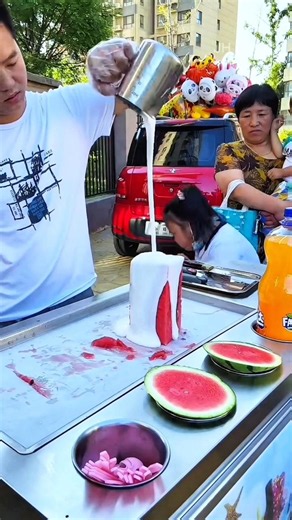 🍉Uncle's Special Watermelon Ice Cream Challenge😋☀️|Kids Taste the Sweetest Summer Treat🎉👧👦 #shorts
