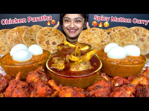 SPICY MUTTON CURRY, CREAMY BUTTER CHICKEN WITH SPICY CHICKEN KEEMA PARATHA, BOILED EGGS & LOLLIPOP