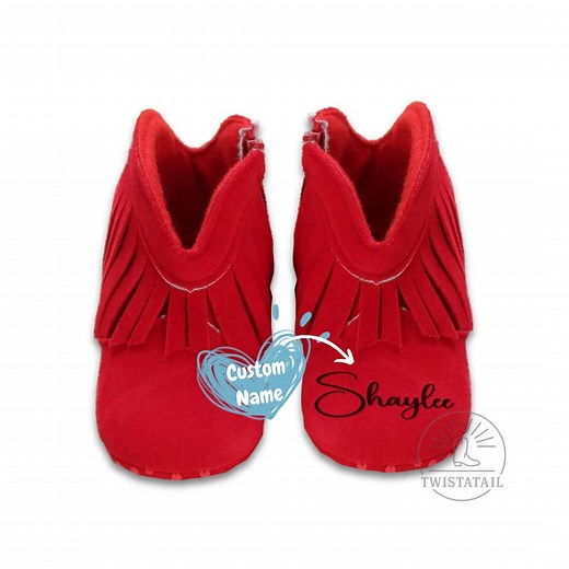 Personalized Baby Cowboy Boots: Red Cotton Infant Western Booties - Etsy