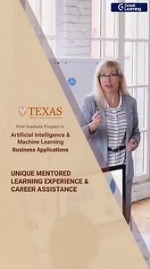 2 million AI jobs are coming. Are you ready? Post Graduate Program in AI & ML - Business Applications by The McCombs School of Business, UT Austin offers you ✔ Comprehensive Curriculum designed by Top Faculty ✔ 8 Industry-Relevant AI Projects under Experts ✔ 1:1 Dedicated Career Support Feature & much more Become future-ready with UT Austin. | Great Learning