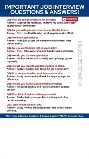 10 Most Important Job Interview Questions and Answers