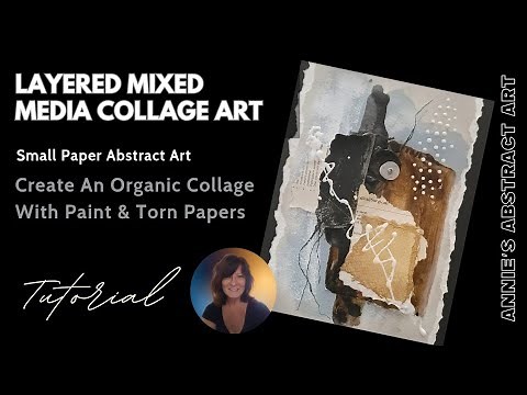 Organic Abstract Collage Art With Layers of Torn Paper and Alcohol Inks