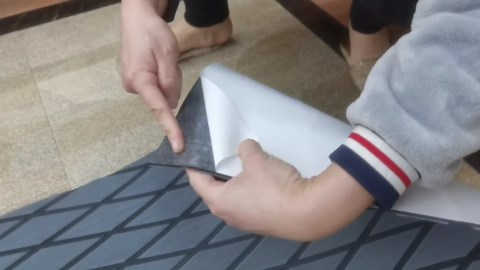 EVA Foam Boat Flooring Marine Decking Self-Adhesive Boat Carpet Faux Teak Vinyl Marine Non Slip Mat for Boat (Dark Gray with Black Lines, 1 Count 96"×23.8")