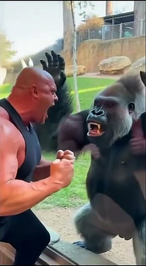 Terrifying Gorilla Roar Makes Bodybuilder Jump Back Screaming😱🦍