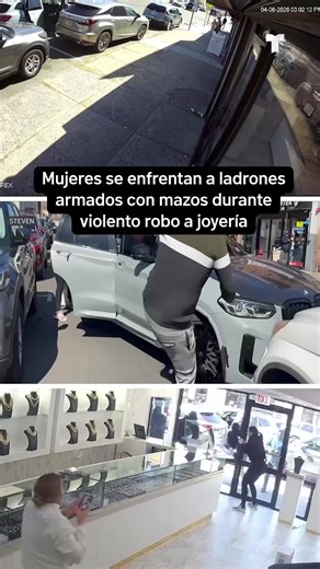 Dos mujeres trataron de detener a un grupo de personas que entró a una joyería en Nueva Jersey y destrozó vidrieras y la puerta con mazos. Nadie resultó herido en el incidente y los sospechosos huyeron con un botín millonario dentro de bolsas de basura. Ahora, las autoridades buscan a cinco personas.
