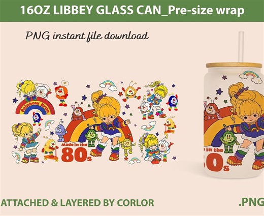 Retro Cartoon Can Glass Wrap Design PNG, 80s Cartoon Tumbler (digital Download) - Etsy